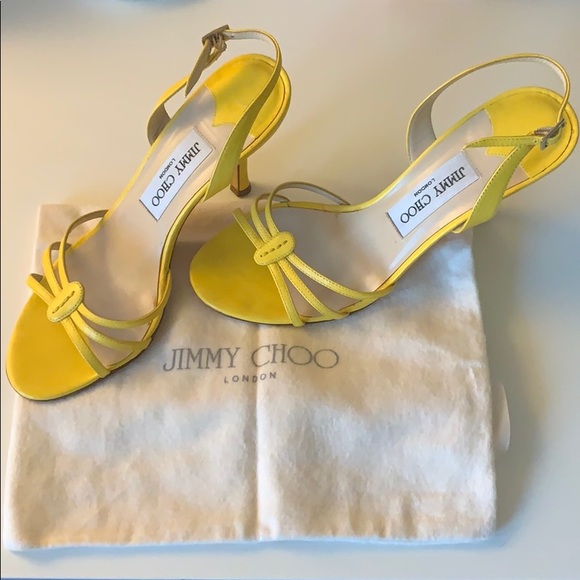 //SOLD// Jimmy Choo Yellow Strappy Sandals - Picture 1 of 4